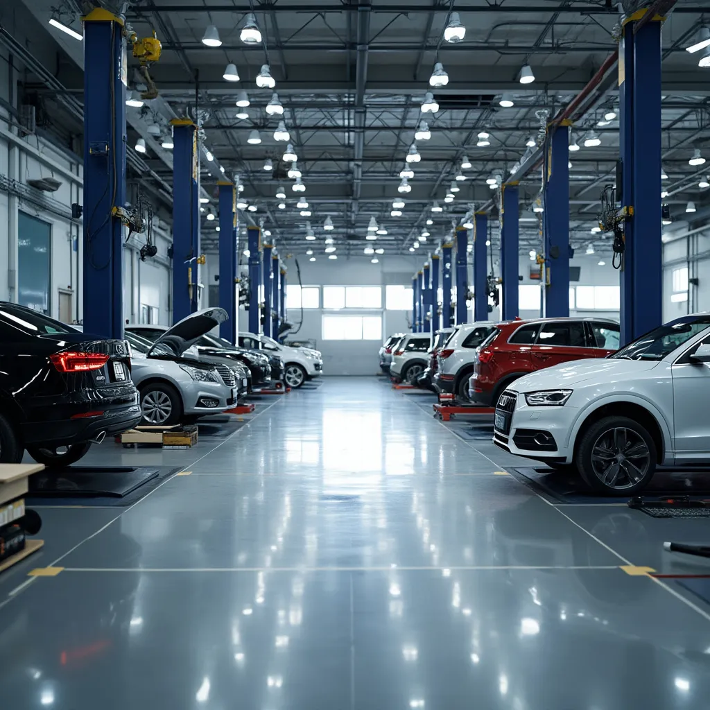 Чистый и организованный цех автосервиса